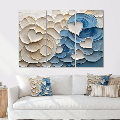 «Blue and White Spiraling Hearts I», ensemble de décorations murales spirales abstraites