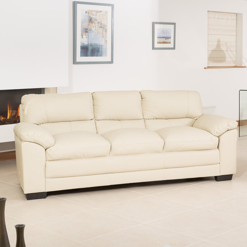 Robidoux 3 Seater Faux Leather Sofa Bed, Cream