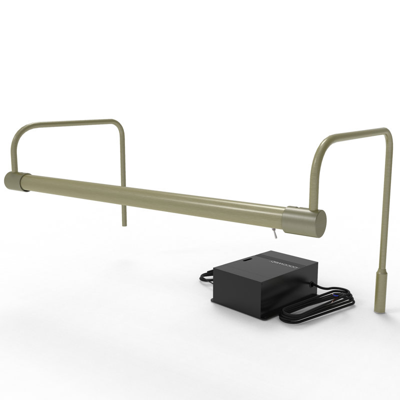 Luminaire de galerie Tru-Slim avec prise et télécommande, H 9 po x l 21 po x P 9 po, Laiton antique