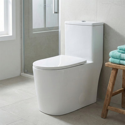 Dual Flush One Piece Toilet, 1.1/1.6 GPF Siphon Jet Flush, Soft Closing Quick-Release PP Seat, MAP 800g, Skirted Design, High-Fired Ceramic (1380°C)