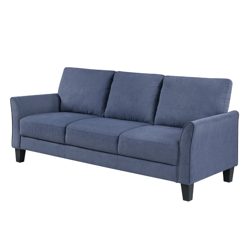 Canapé Xumo, tissu, 79 pouces, pieds en bois effilés noirs, Bleu
