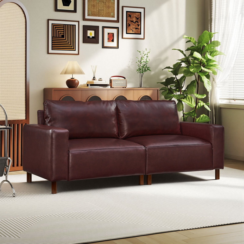 78.5" W Upholstered Loveseat for Living Room,Apartment, Burgundy, 78.5"
