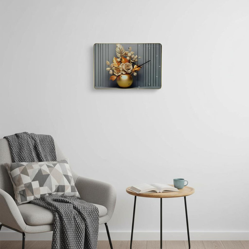 Horloge murale 24 po Beige Gold and Gray