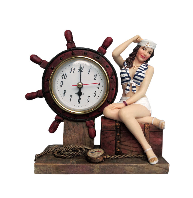 Analog Resin Tabletop Clock in Brown Longshore Tides