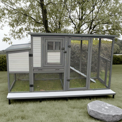 Grand poulailler en bois 79 po - cage de poulet d'extérieur avec perchoirs améliorés, nichoir de 14 po x 23 po x 15 po, toit en asphalte résistant aux intempéries et fond amovible (convient à 5 à 8 poules / canards, cage à lapins)