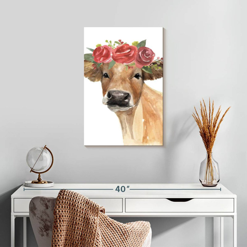 Brampt Flowered Cow II, 24" H x 16" W
