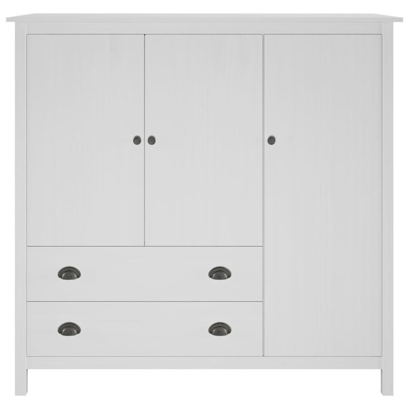 Gaudet 3 Door Solid Wood Wardrobe, White