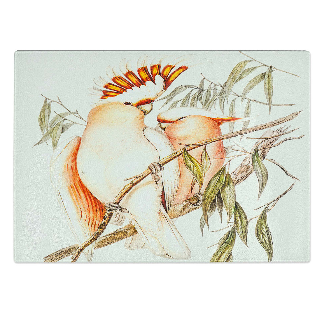 Glass Leadbeater's Cockatoos by Elizabeth Gould Chopping Board