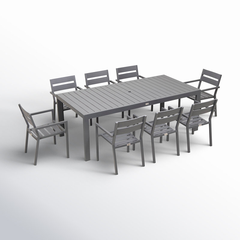 Pacifica Outdoor 17 - Piece Dining Set with Cushions, Slate, None