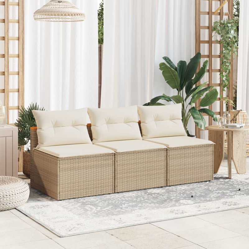 Causeuse d'extérieur avec coussins 21,3 po Sabiya, Naturel / Beige
