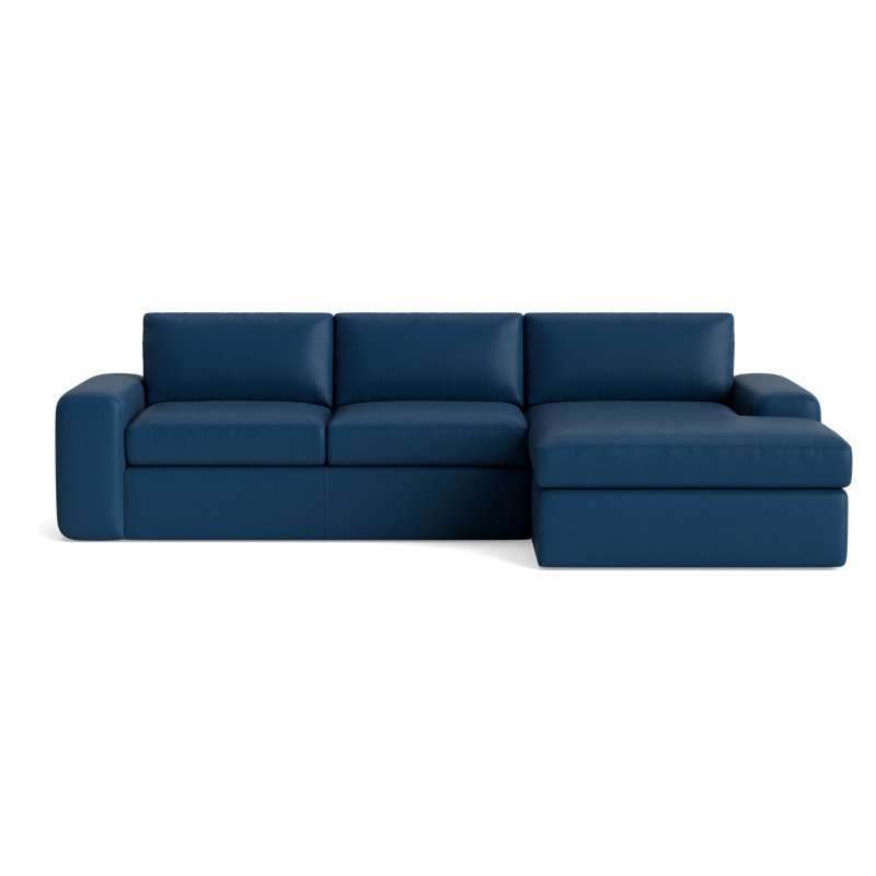 The OG Leather Chaise Sectional, Left Hand Facing, Bison Deep Blue Top Grain Leather