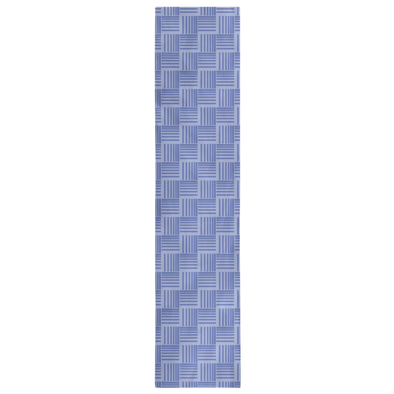 Chemin de table à rayures fracturées, 16 po x 90 po, Bleu clair égéen