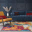Tapis abstrait rose / bleu / orange Manasi-257952844