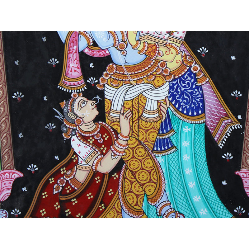 Lord Krishna avec Rukmini et Satyabhama
