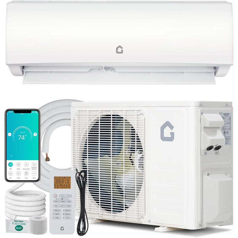 Mini système de chauffage / climatisation 12 000 BTU divisé, mini climatiseur divisé écoénergétique compatible 21 SEER2 230V WIFI, climatiseur mural divisé, refroidit jusqu'à 750 pieds carrés