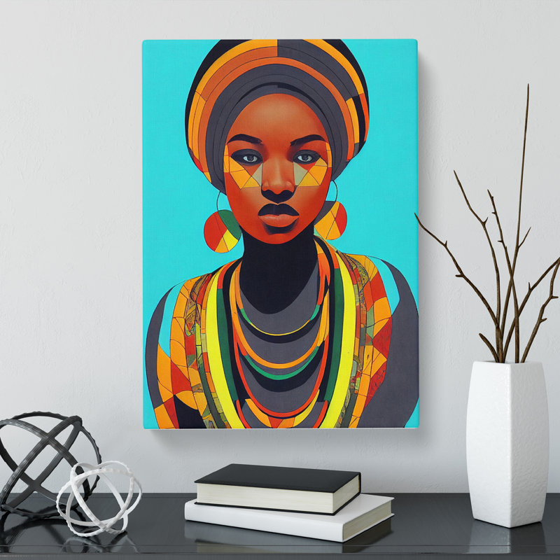 African Woman Geometric Vol.3 - Wrapped Canvas, 50cm H x 35cm W x 3cm D