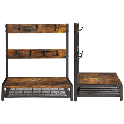 Coffee Pod Drawer, Rustic Coffee Mug Holder Stand, 35 Capsule Capacity, Coffee Station Organizer With Mug Hooks, 2 Tier Countertop Mug Tree Holder Rac
