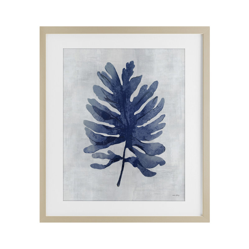 Sea Algae Sprig, reproduction sous verre encadrée, design par Amber Sterling, Cadre de récolte en pin, H 21 po x l 17 po
