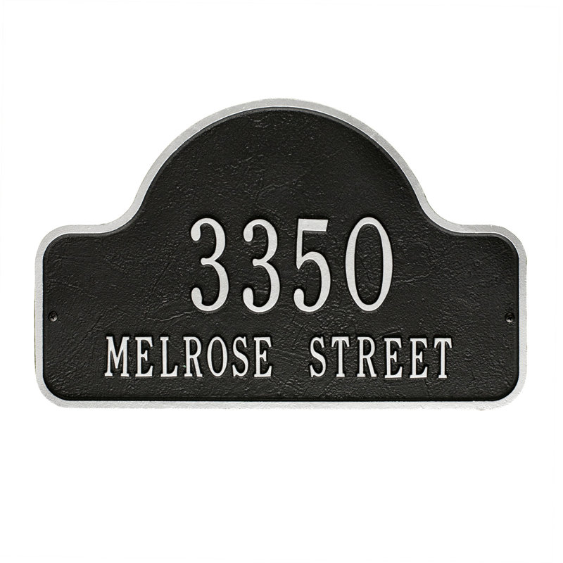 Lexy 2-Line Wall Address Plaque, Black/Silver, Yes