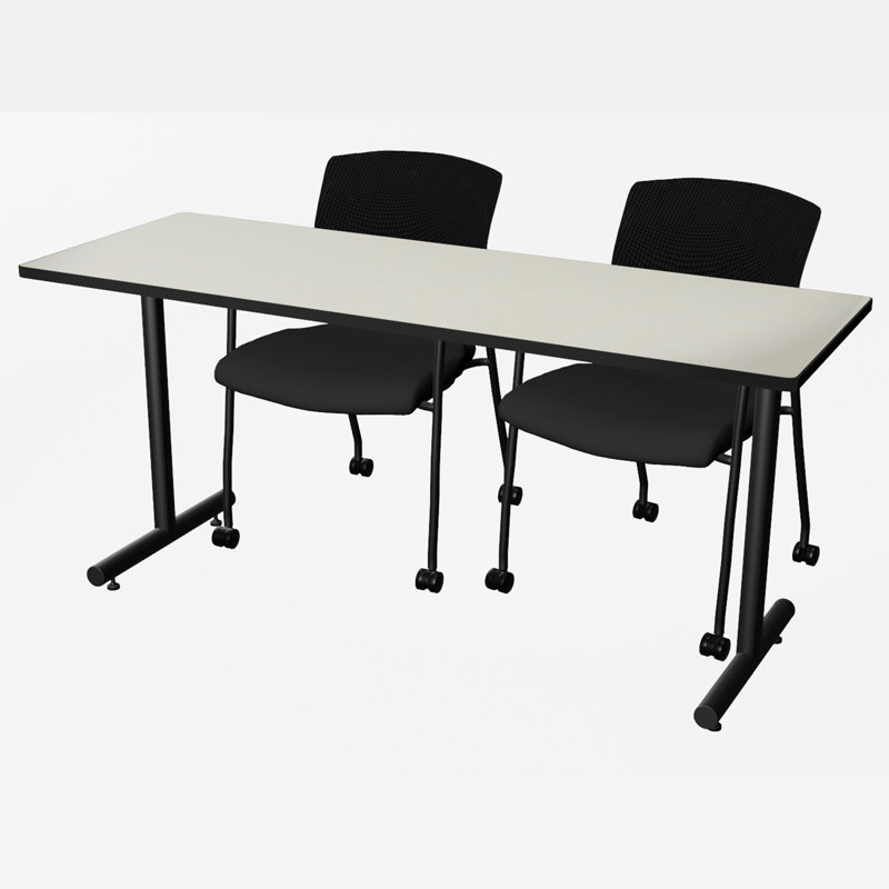 Maegan Rectangle 2 Person Training Table and Chair Set, 29" H x 66" L x 24" W, Maple