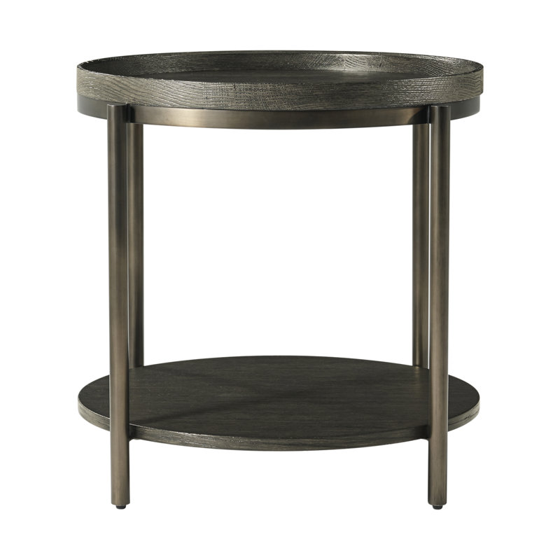 Repose Solid Wood Top End Table, 22" H x 24.25" W x 24.25" D, Charcoal Oak