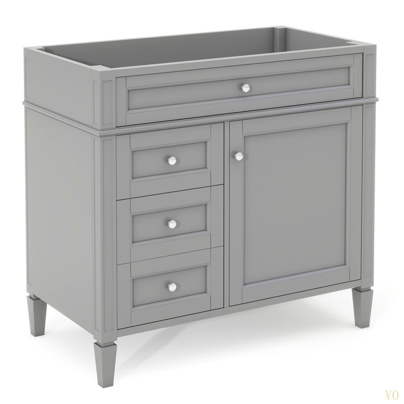 Meuble-lavabo de 36 po sans lavabo supérieur, armoire de rangement moderne avec 2 tiroirs et un tiroir basculant, structure en bois massif