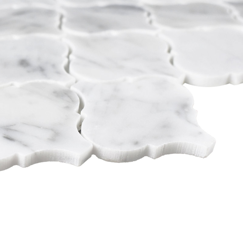 White Marble Latern 12x12 Mosaic Tile – Geometric Tile for Kitchen, Backsplash, Bathroom & Shower Wall (set of 11)