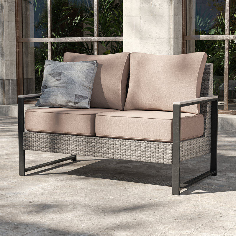 PE Rattan Loveseat Sofa, Sand