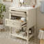 Meuble-lavabo autoportant 24 po à pieds sculptés rétro avec lavabo en céramique et 2 tiroirs - beige-1315387204
