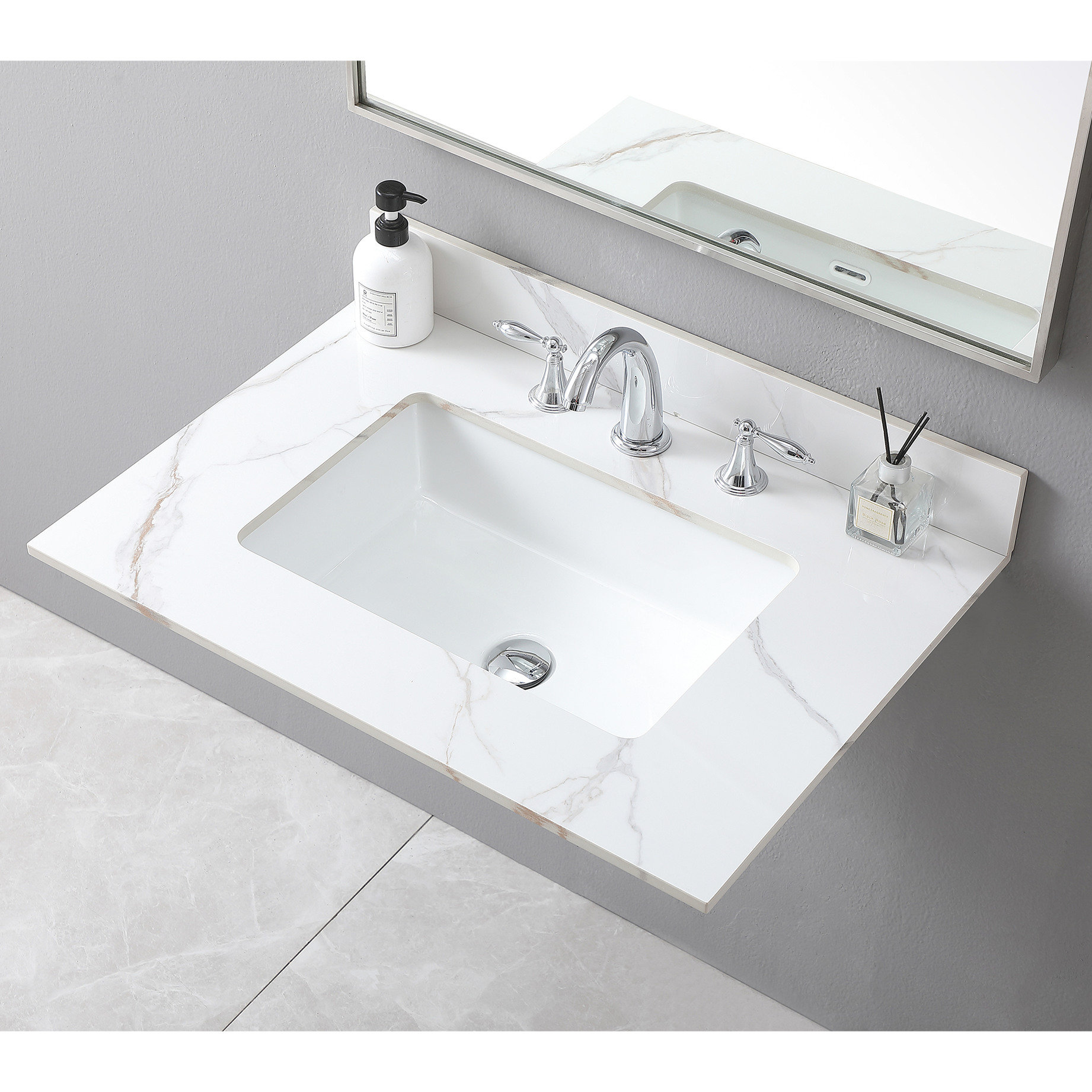 Hokku Designs 31" Stone Bathroom Vanity Top, With Ceramic Sink ...