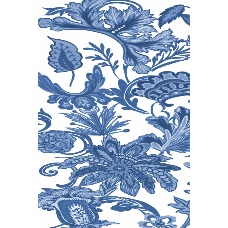 Indigo Chintz V by Melissa Wang - Painting Print, 76cm H x 51cm W, Black Floater Framed