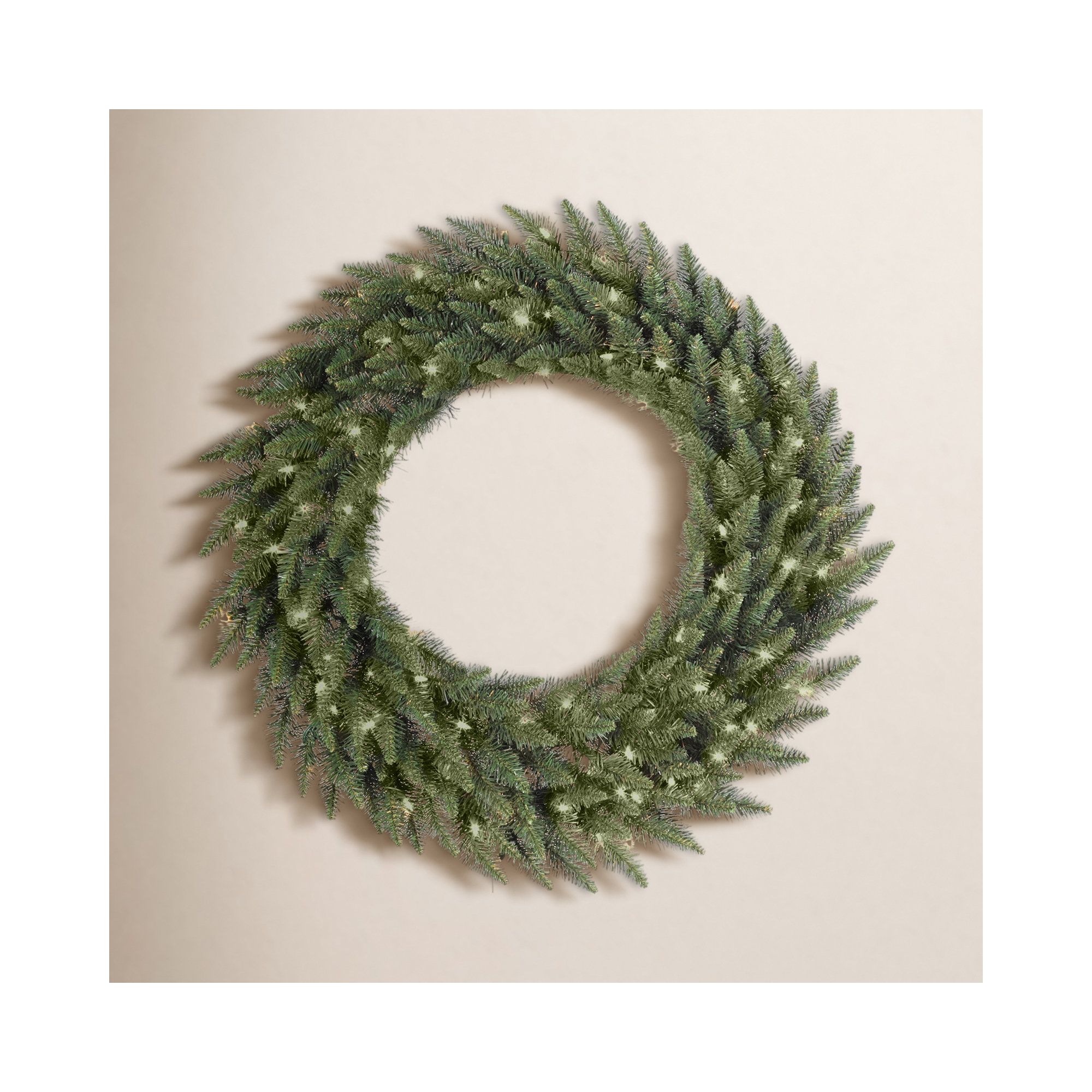 Peabody Artificial Fir Wreath, 48" H x 48" W x 3" D,  Warm Clear