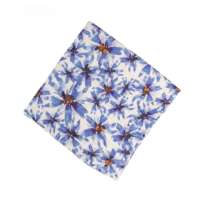 6 Organic Linen Napkins in Blue Harem