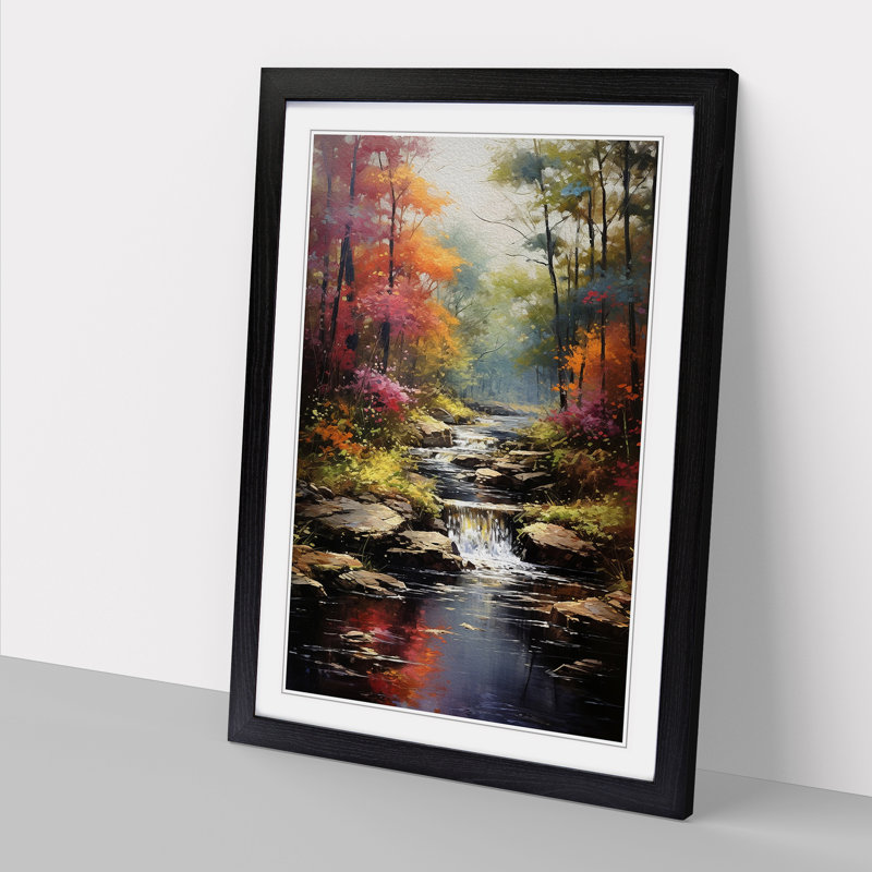 Landscape Impressionism Art - Framed Print, 34cm H x 25cm W x 2cm D, Black Framed