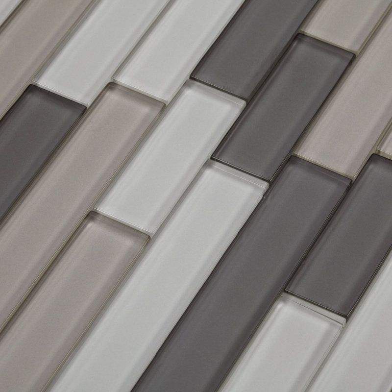 Carreau de mosaïque en verre 12 po x 12 po, Mélange de gris
