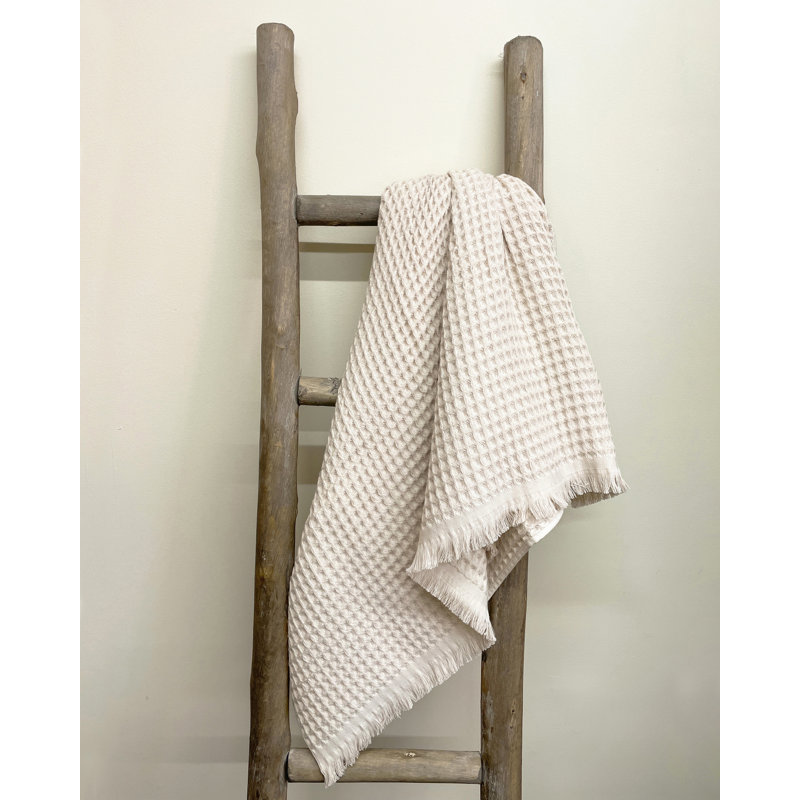 Serviette de bain en coton gaufré Lycia, Lait de poule