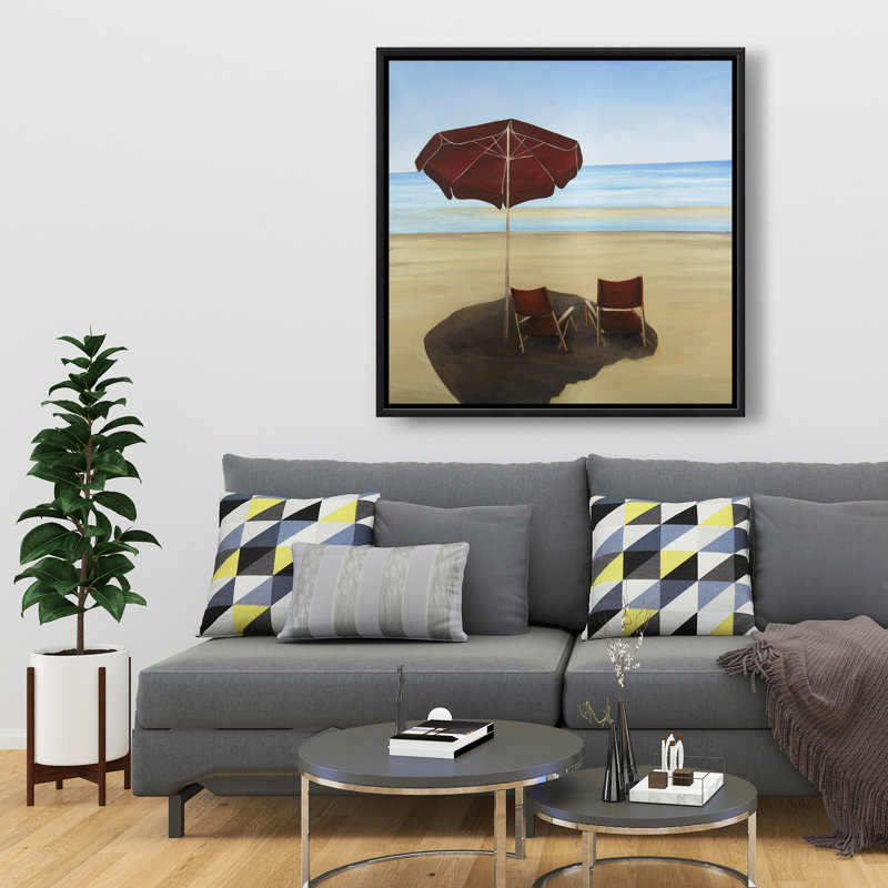 «Relax at the beach» - Toile avec cadre exotique beige | Décoration intérieure