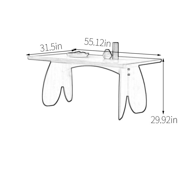 Unique elegant sintered stone dining table, 29.92"H x 55.12"L x 31.5"W