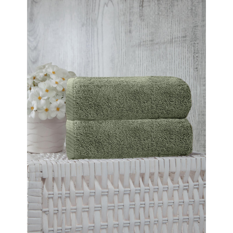 Dinis Turkish Cotton 2 Piece Hand Towel Set, Light Olive