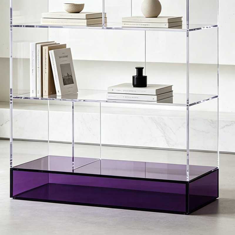 Bibliothèque moderne et créative en acrylique transparent, H 66,93 po x l 27,56 po x P 11,81 po, Clair