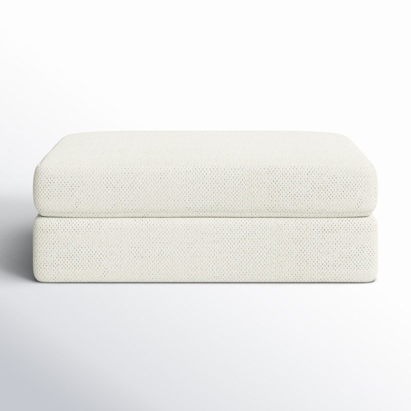 Oversized White Upholstered Contemporary Ottoman