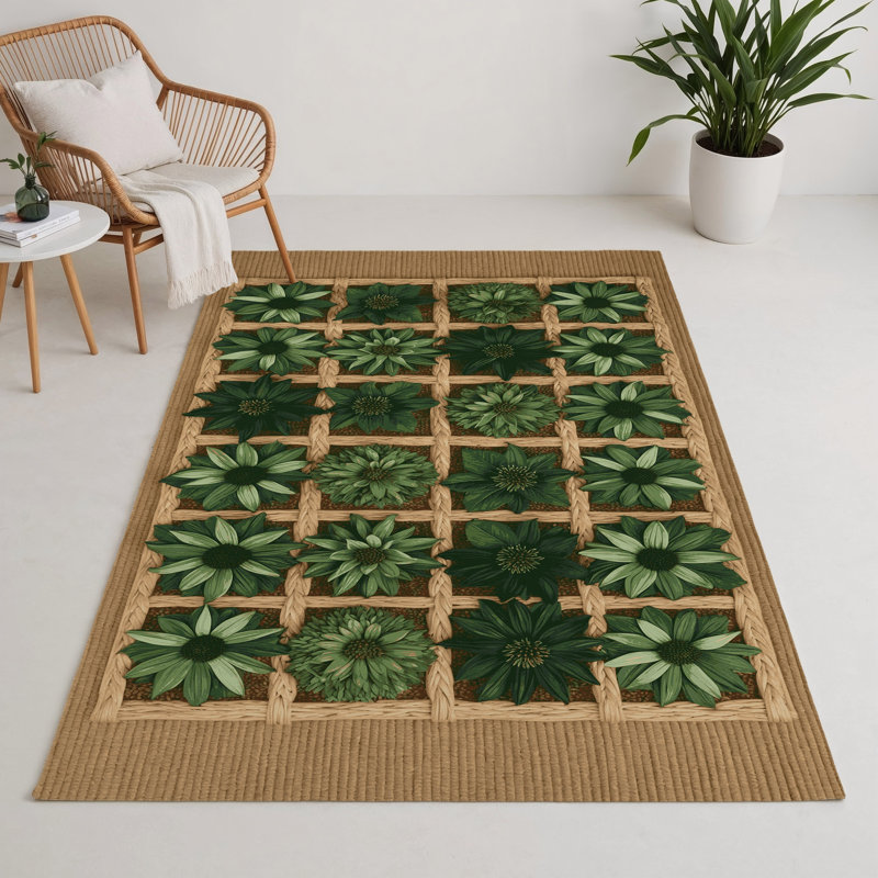 Tapis d'intérieur et d'extérieur vert Nature, Rectangle 5 pi x 7 pi