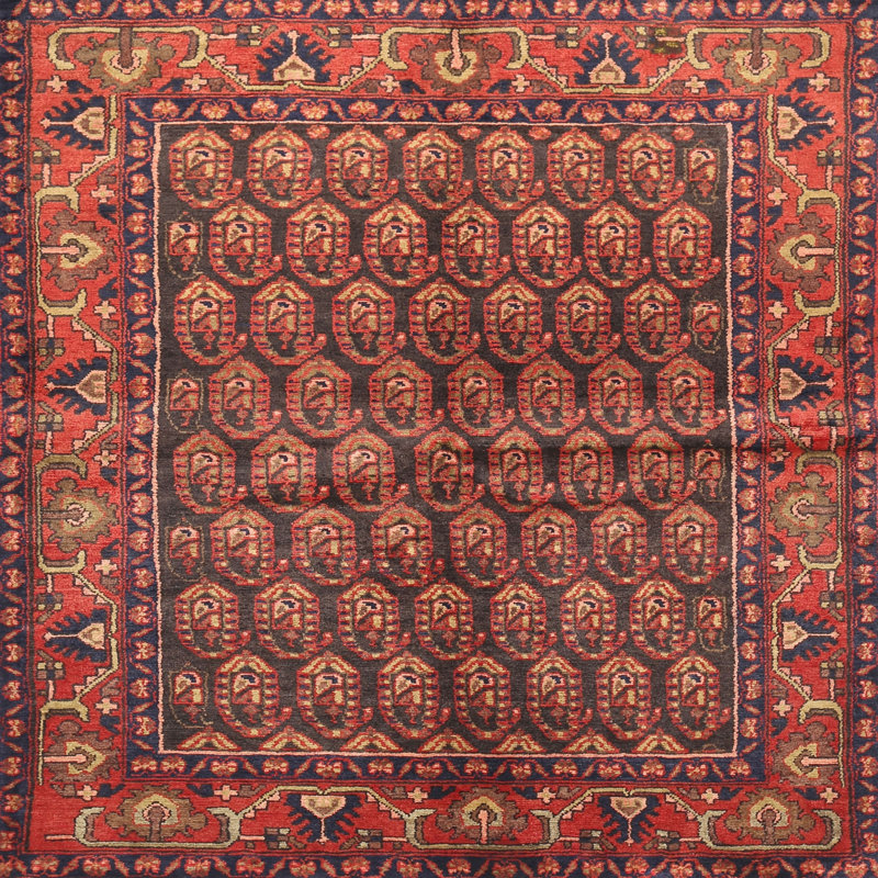 Tapis à motif oriental rouge / brun, Rond 3 pi
