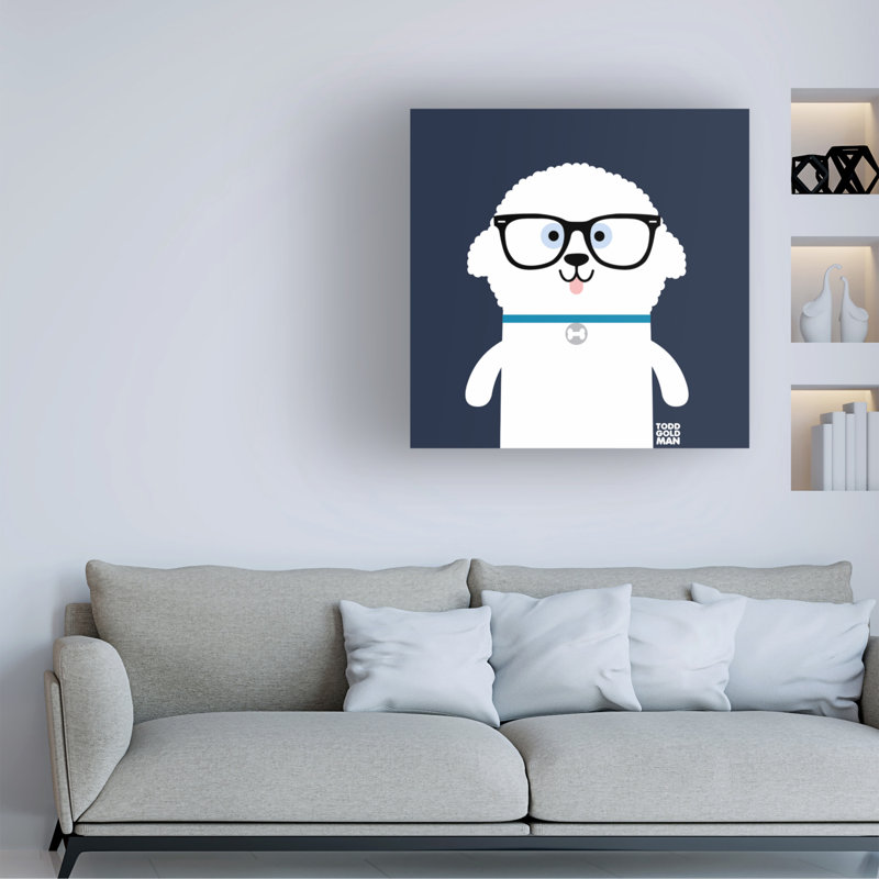 «Bow Wow Bichon Frise» par Todd Art, impression sur toile tendue, H 14 po x l 14 po x P 2 po