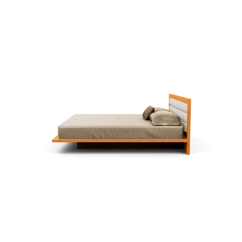 Moduluxe Upholstered Bed, King, Onyx, Natural Cherry