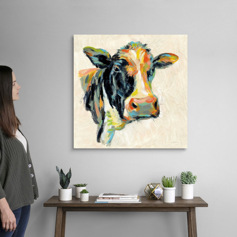 «Expressionistic Cow I», art mural sur toile, Toile tendue, H 30 po x l 30 po x P 1 po