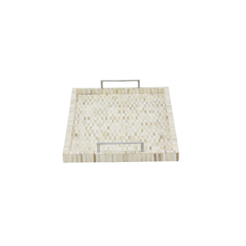 Metal Tray, Brown/Cream