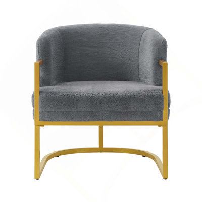 Modern Upholstered Accent Cozy Armchair with Gold Metal Frame for Living Room, Bedroom, Office