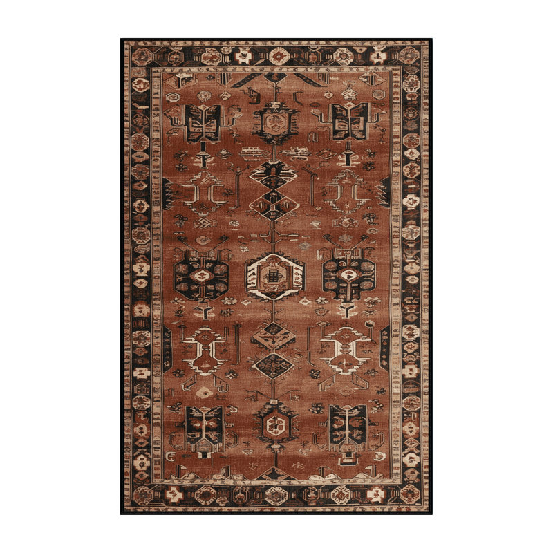 Tapis brun turc lavable à la machine, Rectangle 6 pi x 9 pi