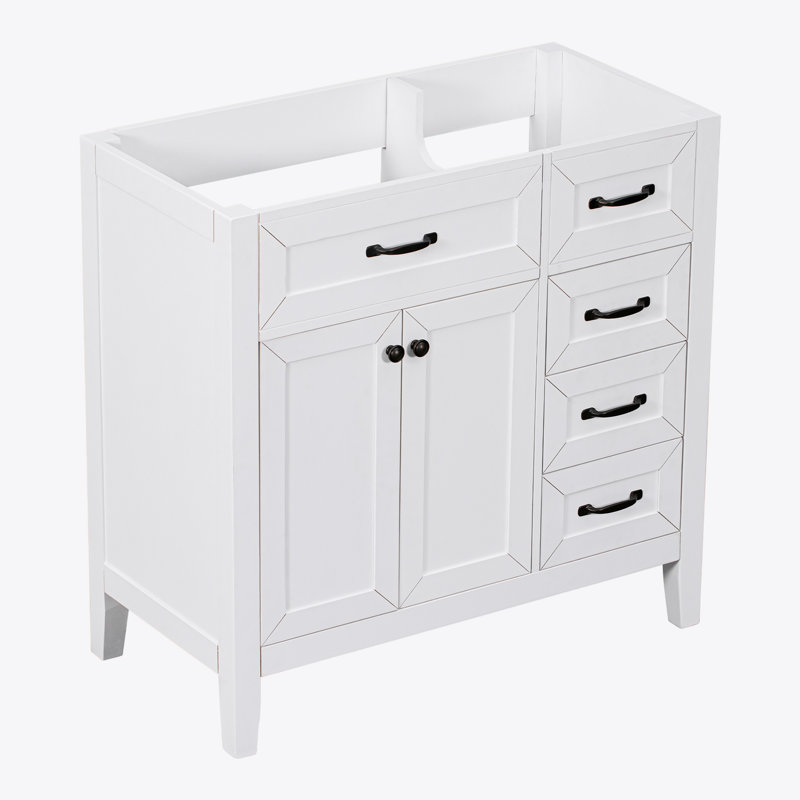 Meuble-lavabo 36 po sans lavabo, base d'armoire seulement, armoire de salle de bain, Blanc / Blanc